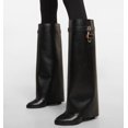 thumbnail image 2 of Botas de diseñador con cierre para mujer, botas hasta la rodilla de invierno, zapatos de plataforma plegables, botas de cuña de tacón alto de moda gótica negra de alta calidad, 2 of 4