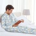 thumbnail image 6 of Salouo Cute Cat Print Button-Front Long Sleeve Pajama Set for Men, Soft 2Pjs Men's Long Sleeve Sleepwear-Small, 6 of 7