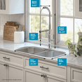 thumbnail image 4 of KRAUS Kitchen Combo with Outlast MicroShield™ Undermount Stainless Steel 32 Inch 50/50 Double Bowl Real 16 Gauge Kitchen Sink and Nola™ Commercial Kitchen Faucet with Soap Dispenser in Chrome, 4 of 12