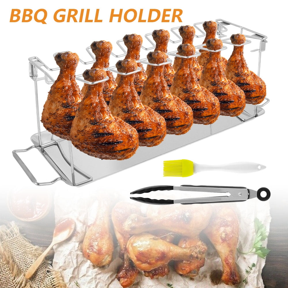 Chicken Wing Leg BBQ Rack Stand Stainless Steel Grill Roaster Drumstick Holder