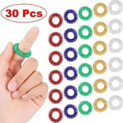 30 Pieces Spiky Sensory Finger Rings, Spiky Finger Ring/Acupressure Ring Set for Teens, Adults, Silent Stress Reducer and Massager (Multicolor)