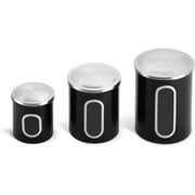 Home Shark Stainless Steel Canister Sets with Anti-Fingerprint Lid and Visible Window, Cereal Container Set of 3 (Black)
