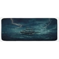 thumbnail image 1 of Landscape Kitchen Mat, Stormy and Rainy Weather Waves Vintage Ship Sailing Oil Paint, Plush Decorative Kitchen Mat with Non Slip Backing, 47" X 19", Dark Cadet Blue White, by Ambesonne, 1 of 1