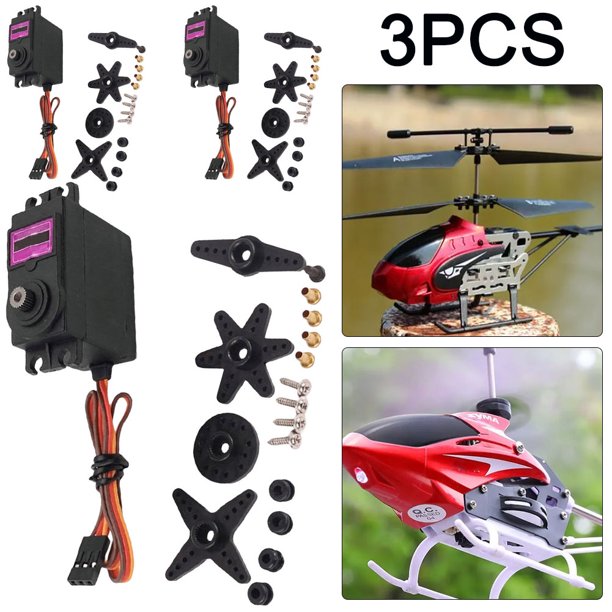 3 Piezas Metal Digital para Helicóptero Modelo Futaba JR Car RC (MG996R 360 Iron Gear)