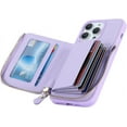 thumbnail image 6 of iPhone 13 pro max Phone case Wallet with Zipper Card Holders for Women, iPhone 13 pro max Case Wallet with Credit Card with Ring Kickstand Zipper Stand Case for iPhone13promax - Lilac, 6 of 18