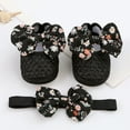 thumbnail image 2 of HUANBAI 0 To 1 Year Old Baby Shoes Hair Band Set Cute Bow Princess Shoes 3 5 7 9 Months Soft Soled Walking Shoes 0-3 Months, 2 of 6