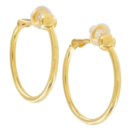 hoop pierced tone thin earrings clip gold