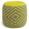 thumbnail image 1 of Simpli Home Kent Pouf Rond Bohème Tissé en Polyester PET Recyclé Gris et Jaune, 1 of 8
