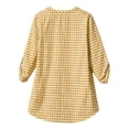 thumbnail image 6 of Turilly Women's Gingham Plaid Button-Up Shirt, V-Neck 3/4 Sleeve Tunic Top with Roll Up Tab Sleeves Casual Spring Blouse, 6 of 6