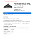 thumbnail image 2 of Front Left Upper Control Arm and Ball Joint Assembly - Compatible with 1981 - 1990 Lincoln Town Car 1982 1983 1984 1985 1986 1987 1988 1989, 2 of 2
