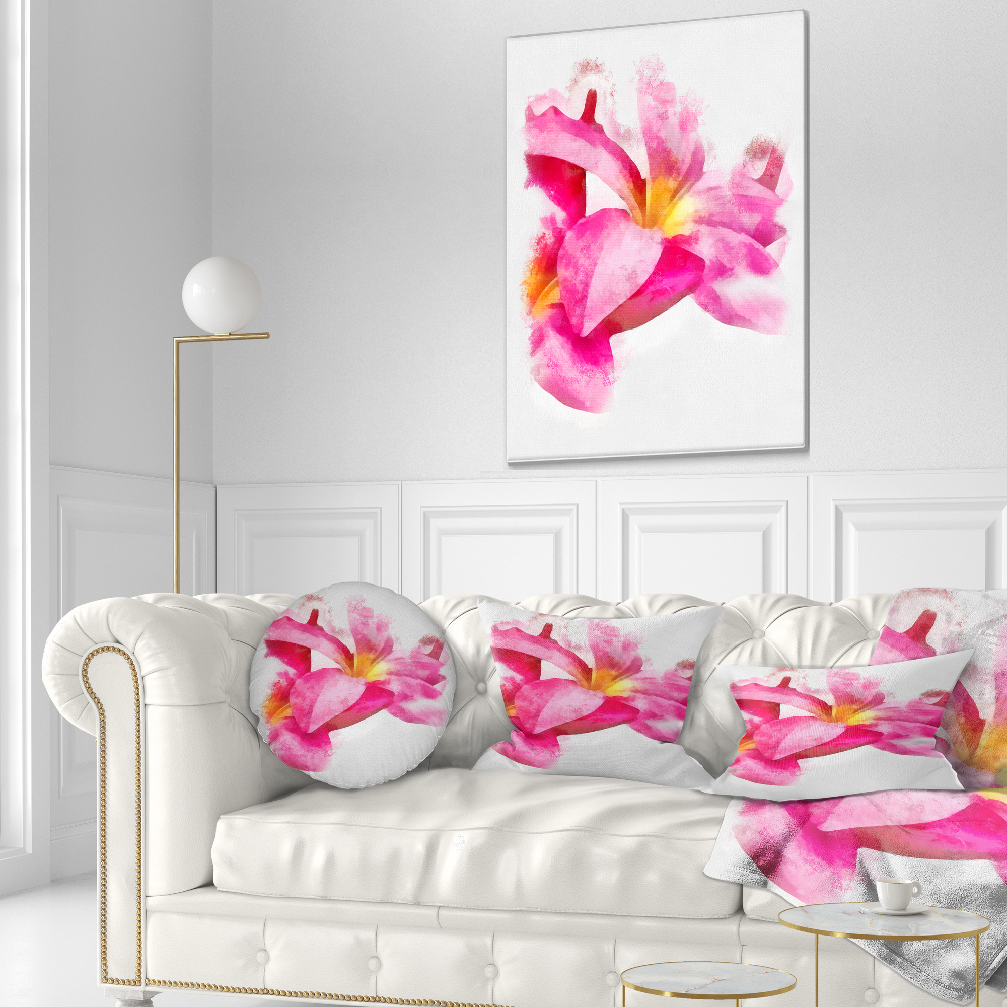 Designart Beautiful Flowers with Big Pink Petals - Floral Throw Pillow - 12x20