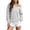 Gray, variant on Mutghys Off the Shoulder Sweatshirt for Women V Neck Solid Color Long Sleeve Pullover Sweater Home Daily Shopping Loose Comfy Fall Sweatshirts S-2XL