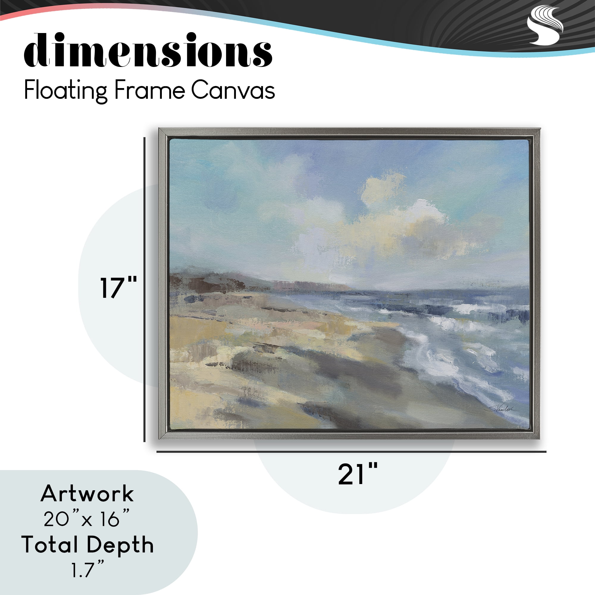 Stupell Industries Serene Morning Beach Waves Gray Framed Floater Canvas Wall Art, design by Silvia Vassileva