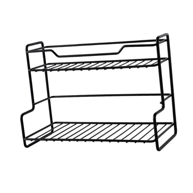 Transemion Kitchen Storage Rack Space Saving Multipurpose Black Desk Household for Restaurant Black 27.5x13x20cm