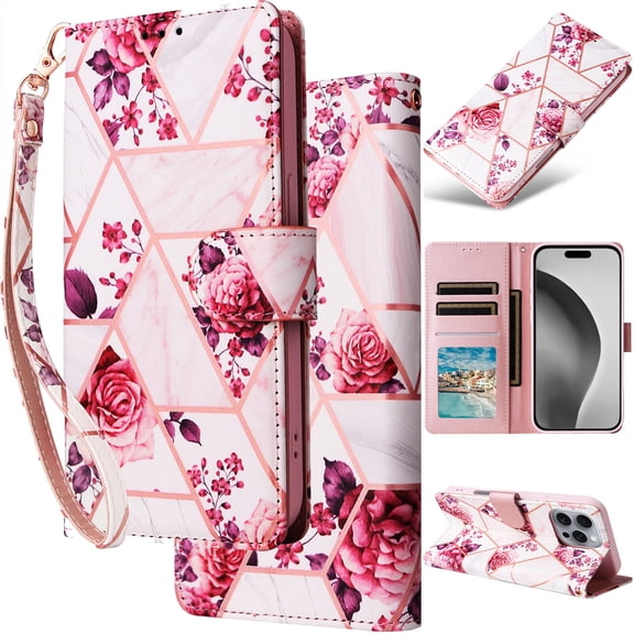 for Samsung Galaxy A21S Leather Case Wallet Luxury Marble Pattern Gold Diamond Edge Folio Flip Cover Kickstand, ID Credit Card Holder Cash Slot, Magnetic Clasp, Hand Wrist Strap