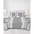 thumbnail image 2 of Twin XL Quilt Bedding Set, Vintage Grey Striped Reversible Summer Quilt 3 Pieces, Farmhouse Modern Stripes Boho Lightweight Bedspreads Coverlets with 2 Pillow Shams for All Seasons, 2 of 5