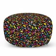 thumbnail image 1 of Colorful Pouf Cover with Zipper, Abstract Pattern with Floral Elements Lively Colored Petals on Black Background, Soft Decorative Fabric Unstuffed Case, 30" W X 17.3" L, Multicolor, by Ambesonne, 1 of 5