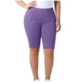 thumbnail image 5 of Wyobmus Wwomens Plus Size Ribbed Biker Shorts 5" Inseam High Rise Quick Dry Yoga Shorts Casual Workout Lounge Stretchy Shorts C-Purple, 5 of 8