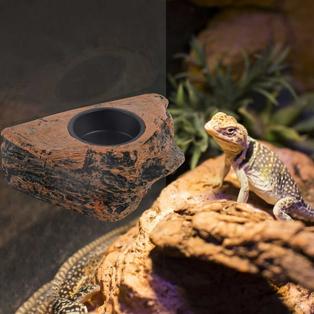Xihbxyly Comedero Colgante para Mascotas, Diseño de Succión Extraíble, Adsorción Magnética para Mayor Estabilidad, Imitación de Piedra, Fácil de Limpiar, Apto para Mascotas Trepadoras, Peso de 180 G,