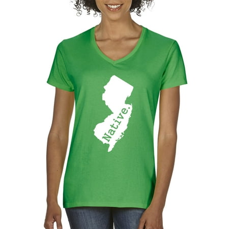 New Way 677 - Women's V-Neck T-Shirt New Jersey Native Exclusive State Collection