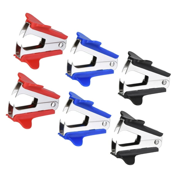 Uxcell Staplers Puller Steel Jaw Office Home Staple Remover Tools, Black Blue Red 6 Pack