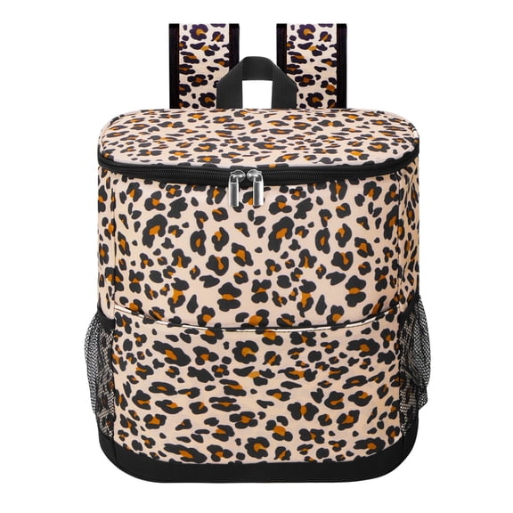 Cooler Backpack, TSV 20 Cans Camping Backpack Coolers, Leopard Insulated Leak Proof Travel Cooler Bag for Hiking Picnic Beach Trip