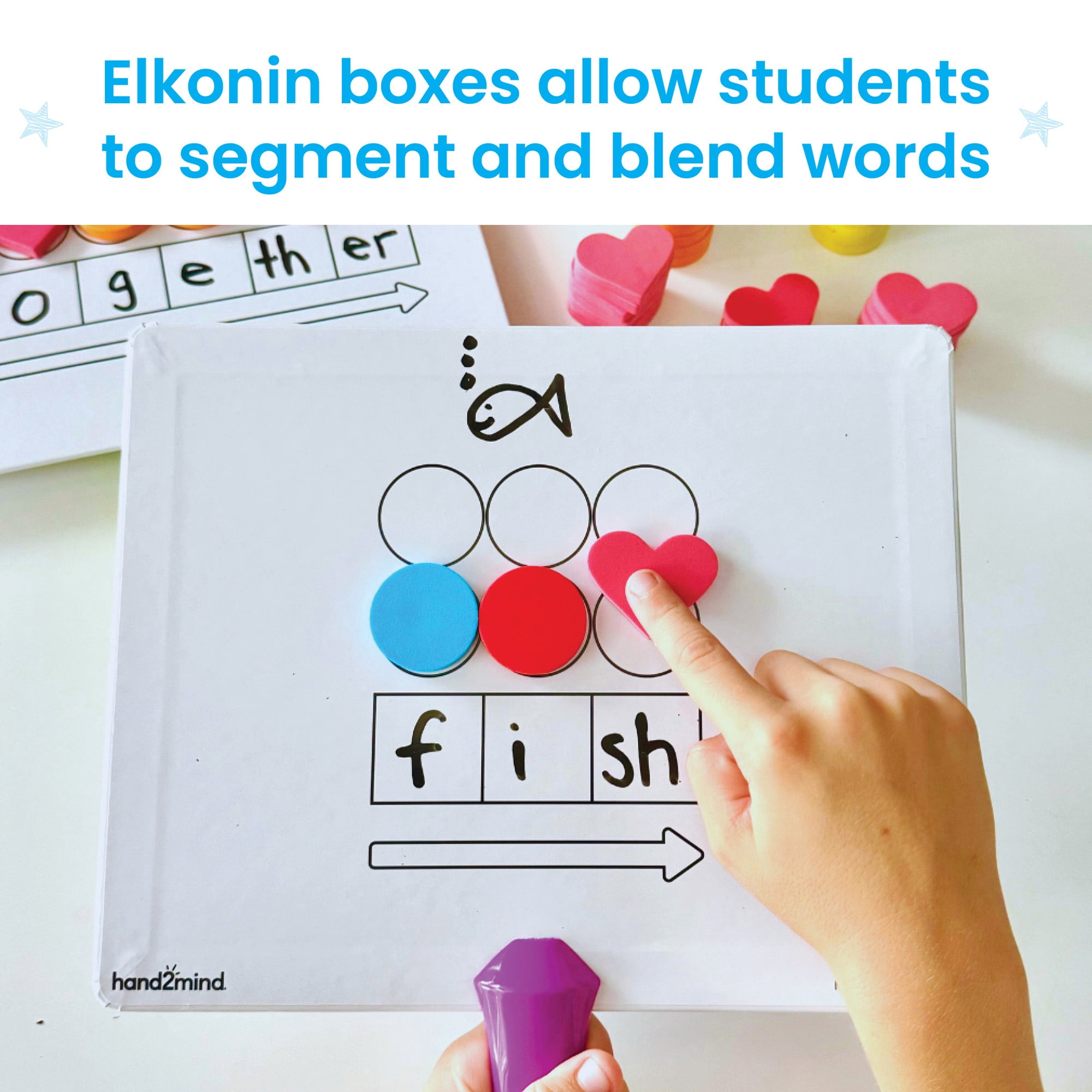 hand2mind Elkonin Box Magnetic Answer Board, Word Mapping Paddles, Elkonin Boxes Dry Erase&nbsp;Blending Board, Phonemic Awareness, Phonics Manipulatives
