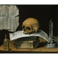 thumbnail image 2 of Sebastian Stoskopff 17x15 Black Ornate Wood Framed Double Matted Museum Art Print Titled - Vanitas Still Life with Skull (1630), 2 of 5