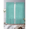 thumbnail image 3 of Vintage Teal Green Semi Sheer Window Curtains 84 Inches Long, Farmhouse Retro Solid Color Linen Texture Rod Pocket Voile Chiffon Curtain Light Filtering Drapes for Living Room, 52"x84", 2 Panels, 3 of 9