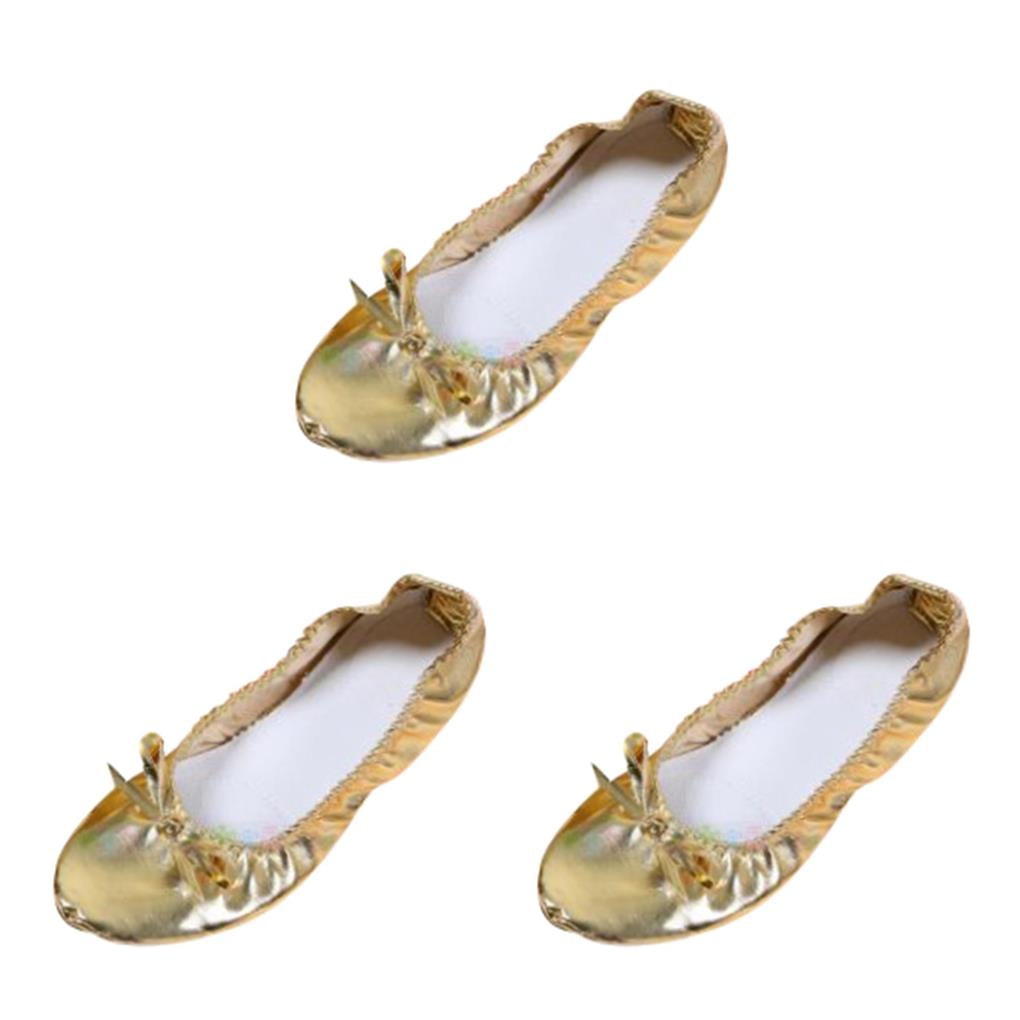 tssuouriy Soft Sole Ballet Slippers For Ballet Dancers And Belly Dancers Elastic Drawstring Belly Dance Shoes 38 Size 3PCS
