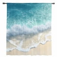thumbnail image 2 of Aqua Blue Beach Semi Sheer Curtains Drapes for Living Room, Bedroom, French Doors Window 84 Inches Long, Coastal Seawaves Sand Shore Scenery Rod Pocket Chiffon Curtain Drapery Voile Draperies Panel, 2 of 6