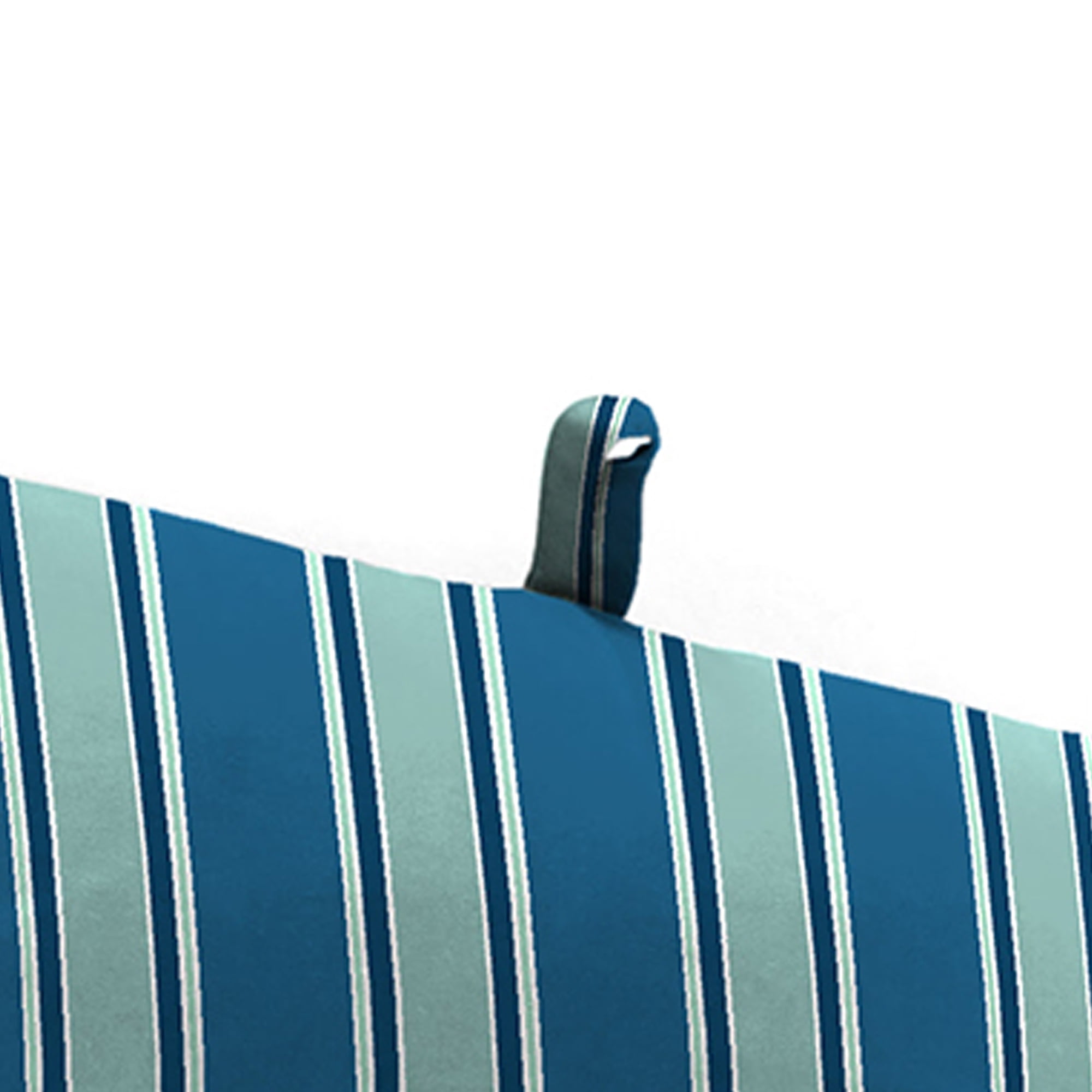 Jordan Manufacturing 72" x 22" Sanders Puff Blue and Gray Green Stripe Rectangular Outdoor Chaise Lounge Cushion with Ties and Hanger Loop