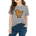 thumbnail image 4 of Girls Valentines Shirt Gray Kids Valentine Top | Short Sleeve Heart Print Crewneck Tee | Cute Holiday Outfit for Kids and Little Girls,Size 7 T, 4 of 9