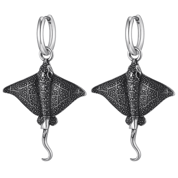 VNOX Stainless Steel Stingray Dangle Earrings for Men Women Ocean Sea Animal Manta Ray Huggie Hoop Earring Jewelry Gift