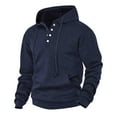 thumbnail image 5 of 1/4 Button Hoodies for Men,Long Sleeve Sweatshirts Jacquard Sweatshirt Drawstring Hooded Pullover Casual Hoodies Workwear Regular Fit Sweater Oversized Hoody Tops with Pocket Activewear, 5 of 7