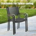 thumbnail image 4 of Ulax Furniture Outdoor Stackable Chairs Patio Aluminum/Plastic Dining Armchair With Teak Arm, Set of 2, 4 of 7