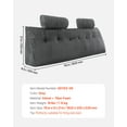 thumbnail image 2 of VEVOR Headboard Pillow, King Size Wedge Headboard Pillow with 2 Side Pockets and 2 Headrests, Bed Wedge Pillow for Reading, Gaming, Resting, Working in Bed, Grey, 2 of 9