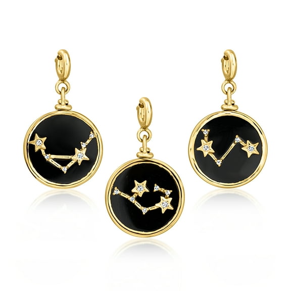 Ross-Simons Onyx Reversible Zodiac Charm With Lab-Grown Diamonds in 18kt Gold Over Sterling, Women's, Adult