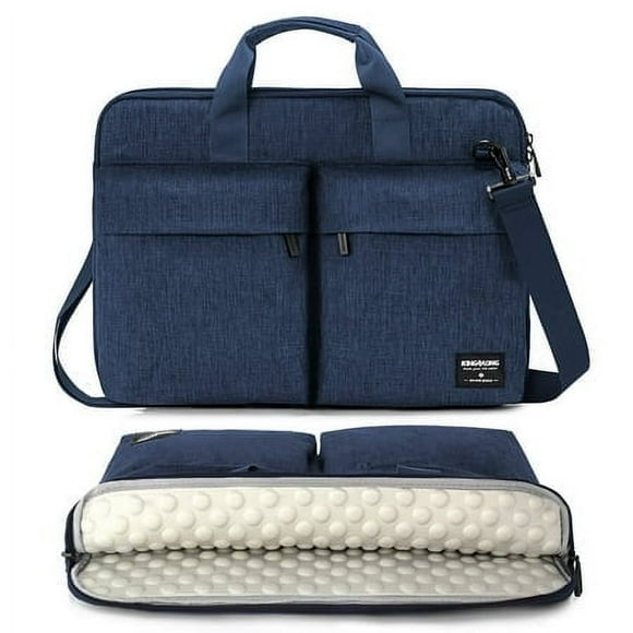 KINGSLONG Étui pour Ordinateur Portable 15 15,6 Pouces Sac Bandoulière Messager, Mince Léger Ordinateur Portable Cahier Ultrabooks Pochette de Transport Housse de Sac à Main pour Hommes Femmes Compatible avec Acer Asus Lenovo HP Toshiba, Bleu
