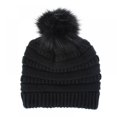 thumbnail image 4 of ZOELNIC Womens Winter Knitted Beanie Hat with Faux Fur Pom Warm Knit Skull Cap Beanie for Women, Black, 4 of 6