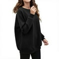 thumbnail image 3 of Women's Solid Color Crewneck Midi-Length Sweatshirt,Soft Breathable Oversized Drop Shoulder Long Sleeve Pullover, Casual Loose Fit Top for Everyday Wear, Street Fashion and Loungewear Comfort Black L, 3 of 7
