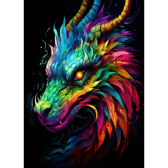 Colorful Dragon DIY 5D Diamond Art Paint with Full Drill Round Diamond Gems Painting by Number Kits for Adults Art Craft Home Wall Decor 15.8x19.8in(2)