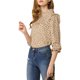 thumbnail image 4 of INSPIRAR CHIC Blusa de Ocio de Manga Larga con Lunares y Lazo en la Espalda M Tan, 4 of 7