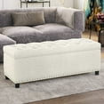 thumbnail image 6 of BELLEZE 47 Inch Storage Ottoman, Tufted Ottoman Polyester Storage Bench with Safety Close Hinge, Ottoman with Storage for Living Room, Entryway, Hallway, Foot Rest, Support 300lbs - White, 6 of 7