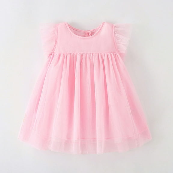 LYMAYTER Kids Baby Girls Princess Dresses Embroidery Casual Dress Fashion Stripes Tutu Short Sleeve Sundress for Girls 2-8t