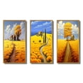 thumbnail image 2 of Designart "Country Road Amidst Golden Blossoms II" Meadow Framed Wall Art Set Of 3 - Yellow Traditional Frame Canvas Set For Living Room Decor, 2 of 6