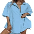 thumbnail image 2 of Chemise à Manches Courtes à Manches Courtes + Ensemble Shorts pour Femmes Élégantes, 2 of 8