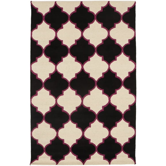 Fuchsia & Black Trellis 5X8 Hand-Tufted Modern Rug