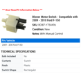 thumbnail image 2 of Blower Motor Switch - Compatible with 2009 - 2010 Ford F-150, 2 of 2