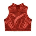 thumbnail image 5 of TiaoBug Kids Girls Gymnastic Dance Tank Tops Jazz Hip-Hop Shiny Metallic Vest 8-16 Red 12, 5 of 6